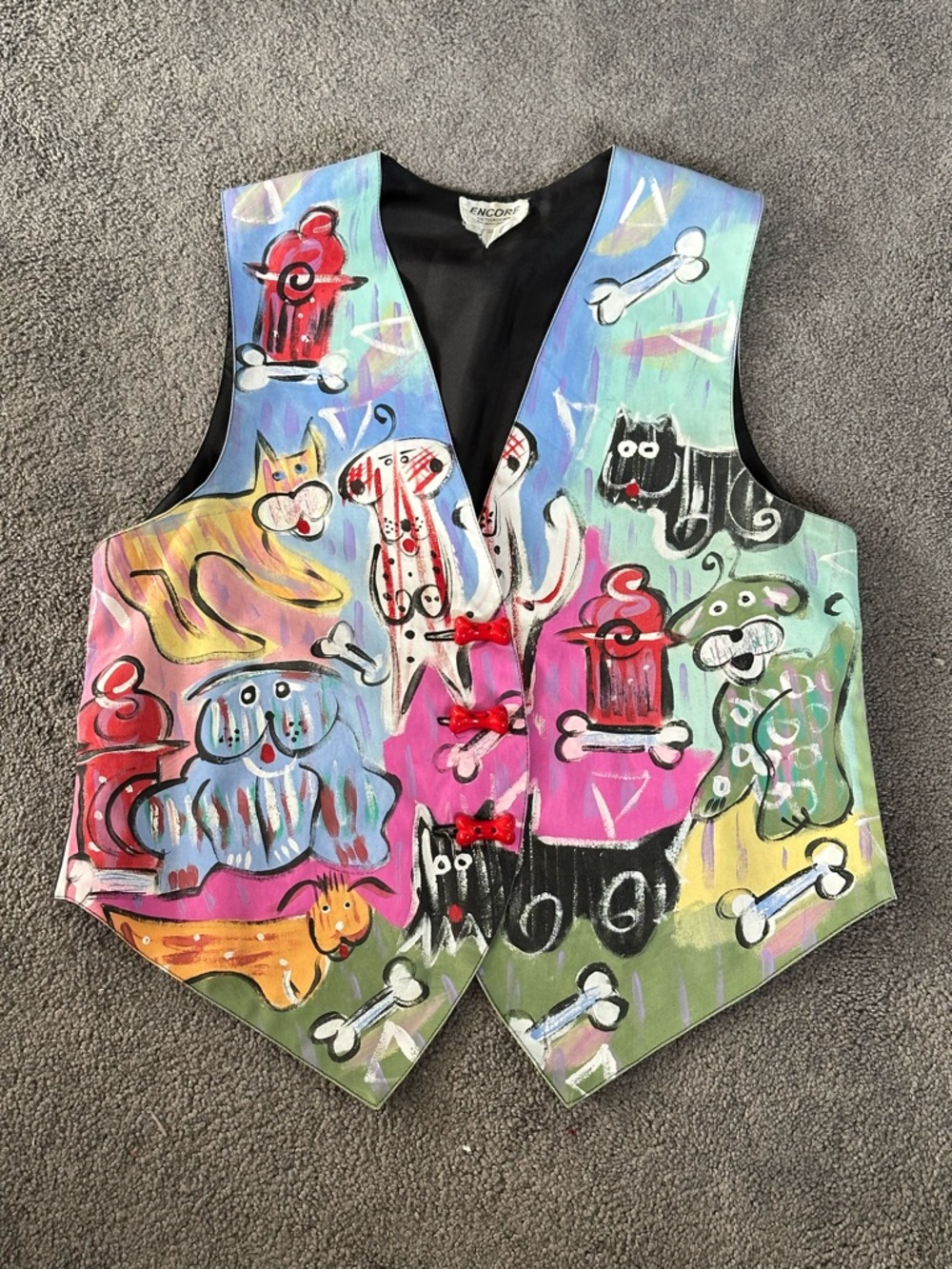 Whimsical Encore Hand-Painted Dog Cat Vest Kidcore Clowncore Artist Size Small